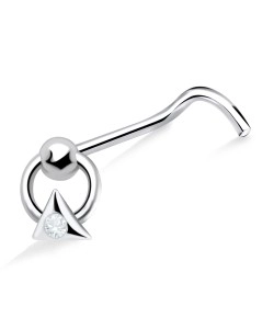 Circle Triangle Shaped Silver Curved Nose Stud NSKB-443